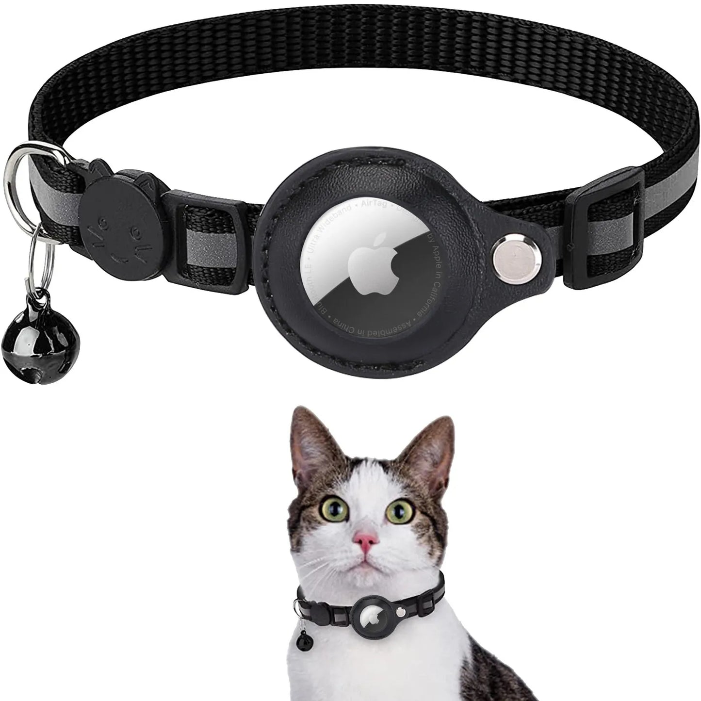 Airtag Cat Collar with Apple Air Tag Holder and Bell