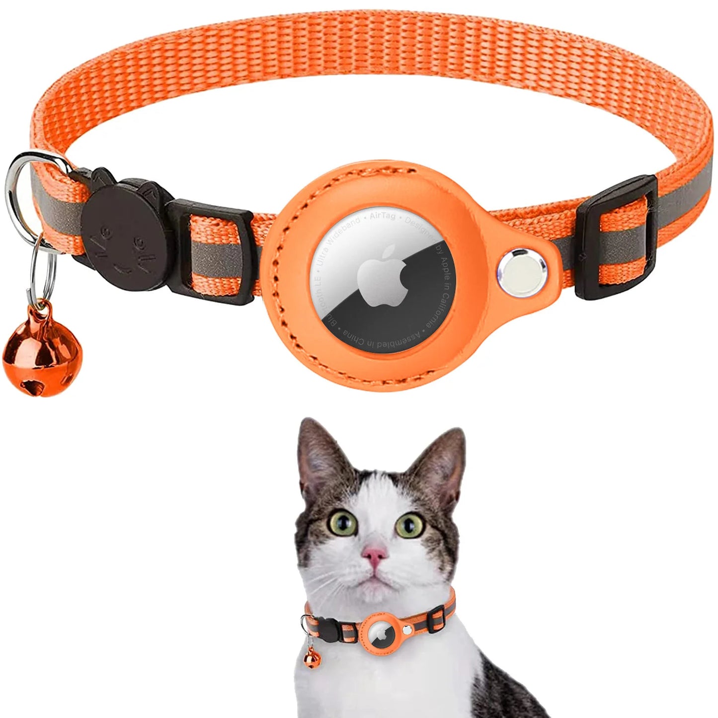 Airtag Cat Collar with Apple Air Tag Holder and Bell