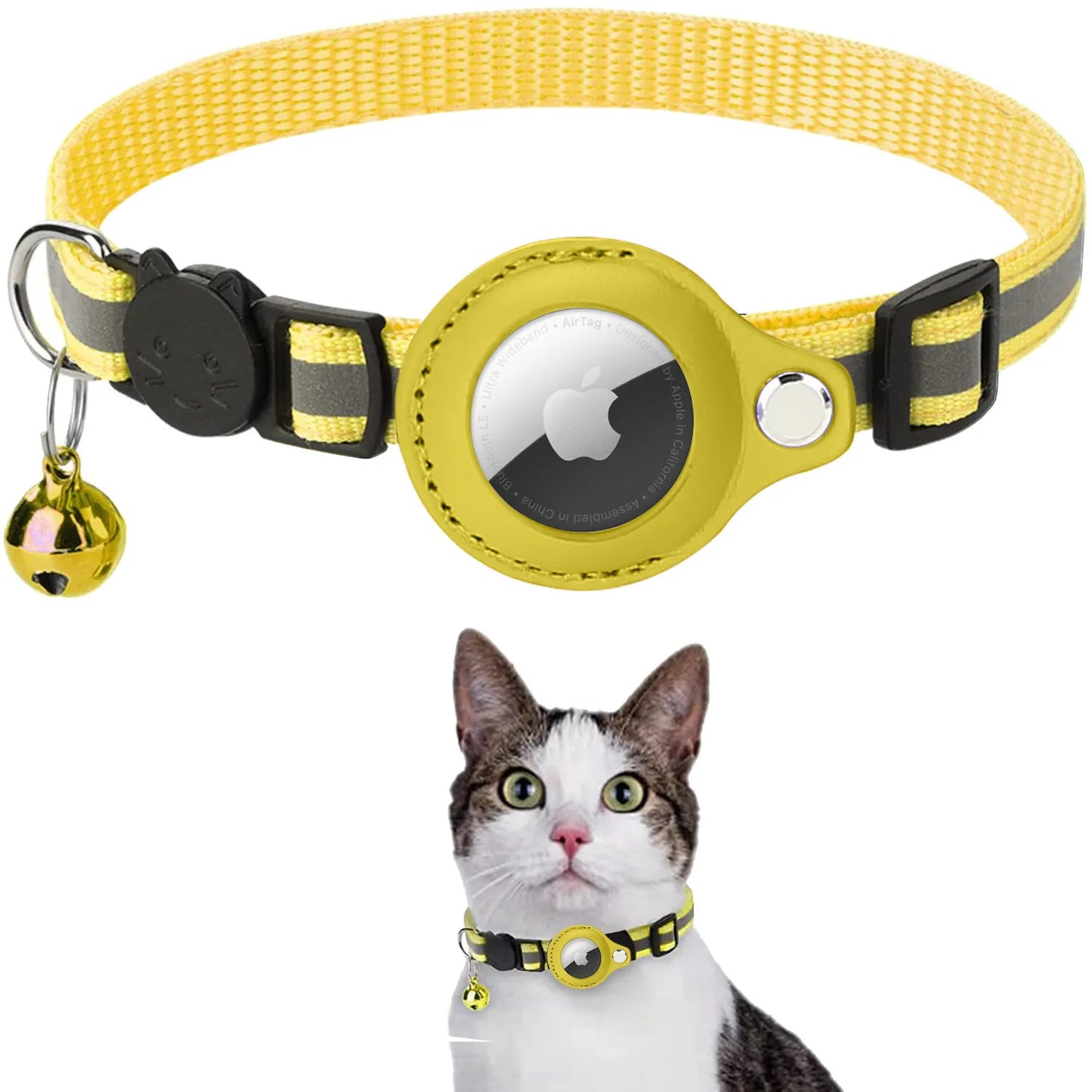 Airtag Cat Collar with Apple Air Tag Holder and Bell