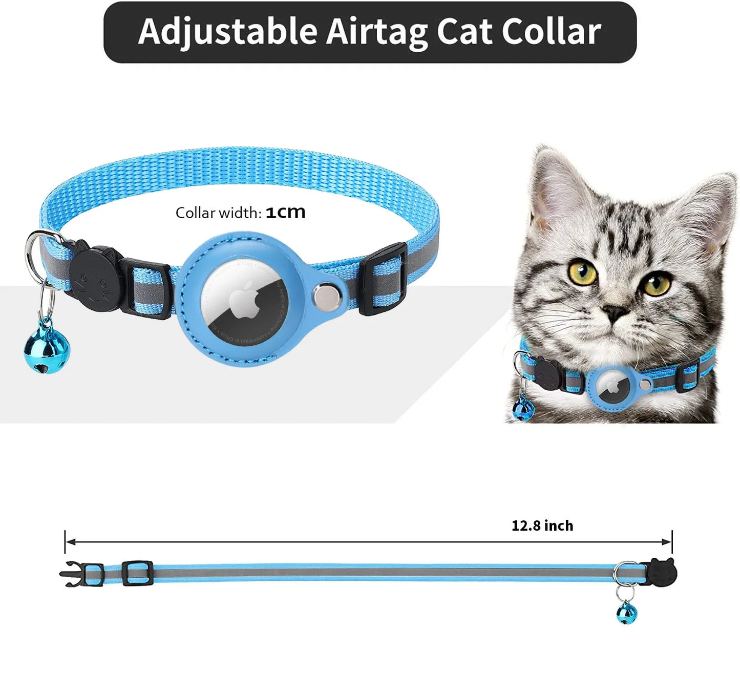 Airtag Cat Collar with Apple Air Tag Holder and Bell