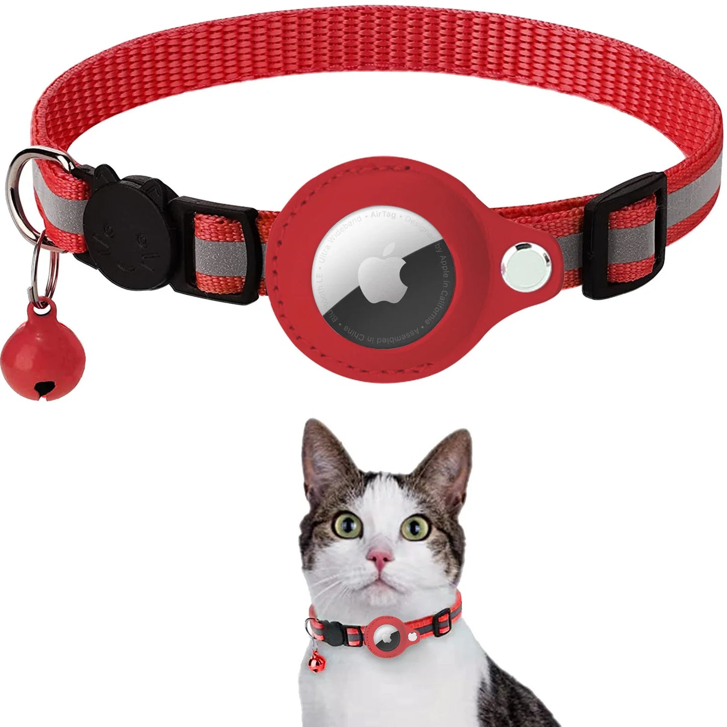 Airtag Cat Collar with Apple Air Tag Holder and Bell